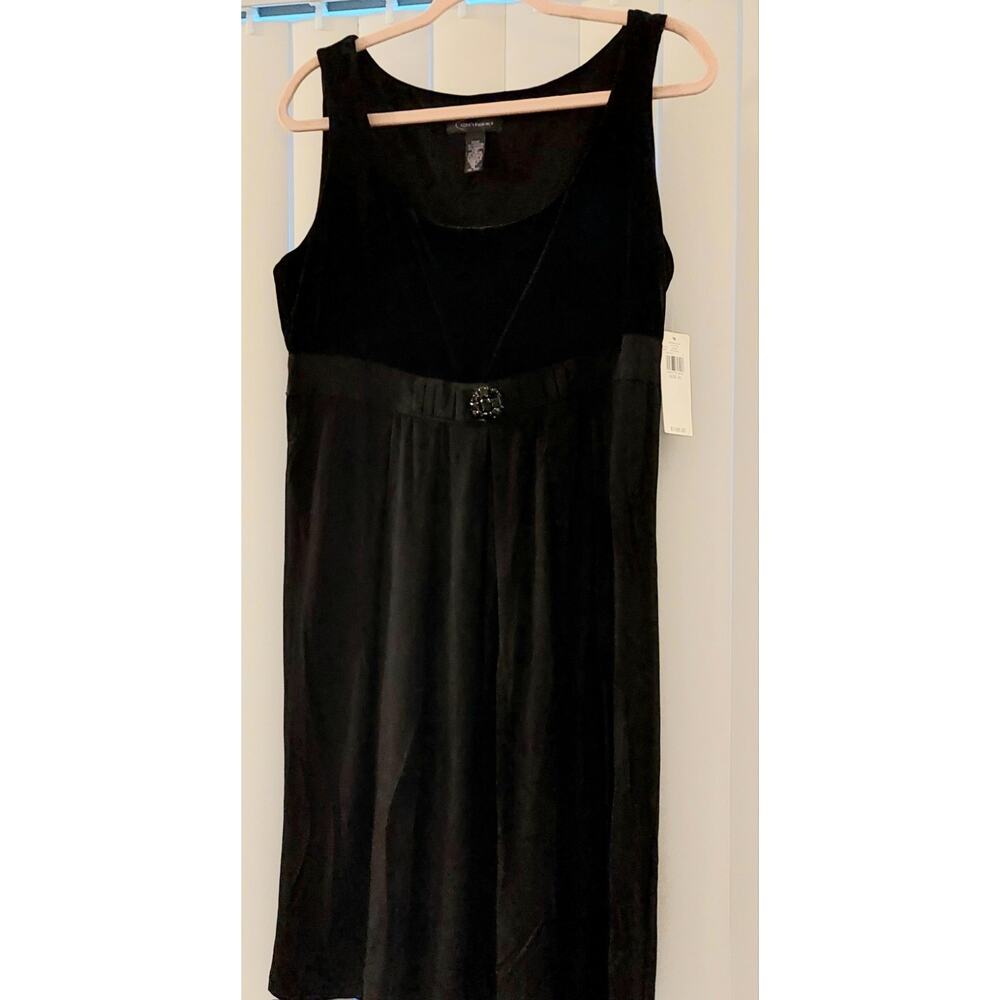 Vintage Y2K Context Jet Black Dress Velvet Top Flowey Bottom ~ Holiday Dress XL